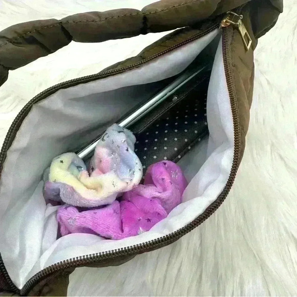 Woman’s Cloud Feel Puffer Quilted Shoulder Bag in Brown - Picture 4 of 7